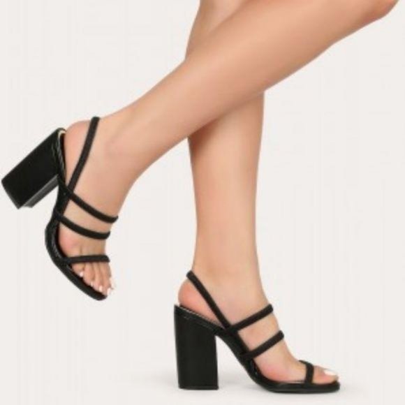 Strappy Block Heel Sandals in Black - Picture 6 of 8